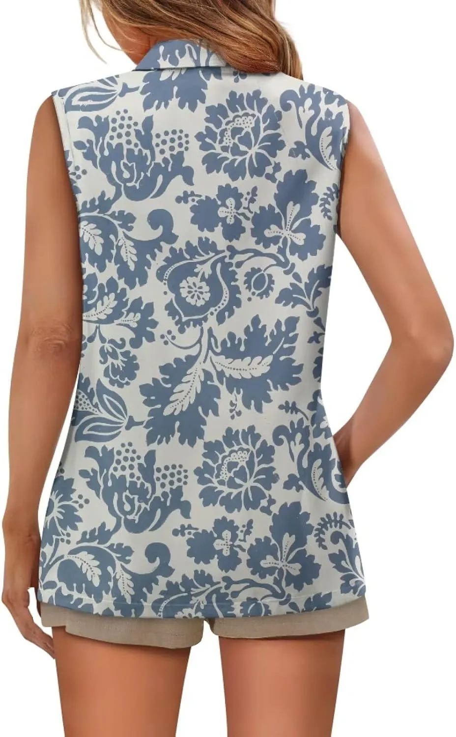 Women's Dressy Casual Sleeveless Vest Suit Waistcoat One Button Loose Fit Business Blazer