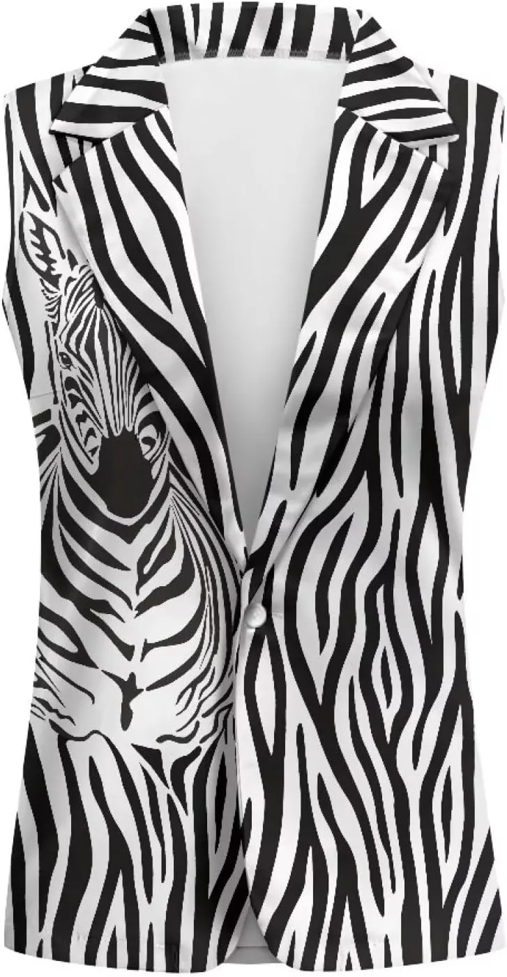 Women's Dressy Casual Sleeveless Vest Suit Waistcoat One Button Loose Fit Business Blazer