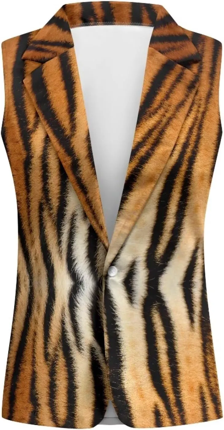 Women's Dressy Casual Sleeveless Vest Suit Waistcoat One Button Loose Fit Business Blazer