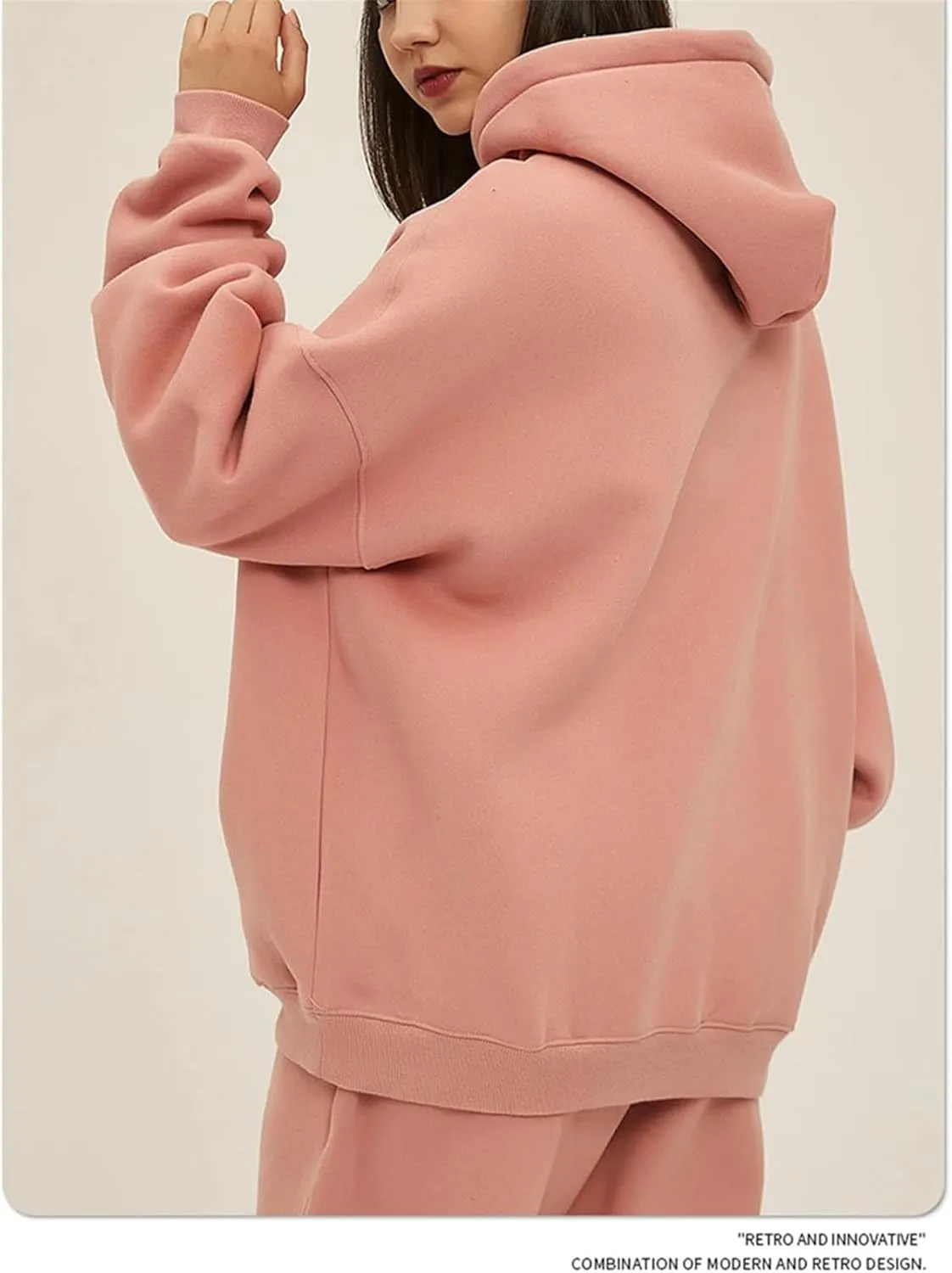 Womens Fall Winter Oversized Loose Basic Solid Hoodies Unisex Thick Sweatshirts Pullover Fleece Sweaters