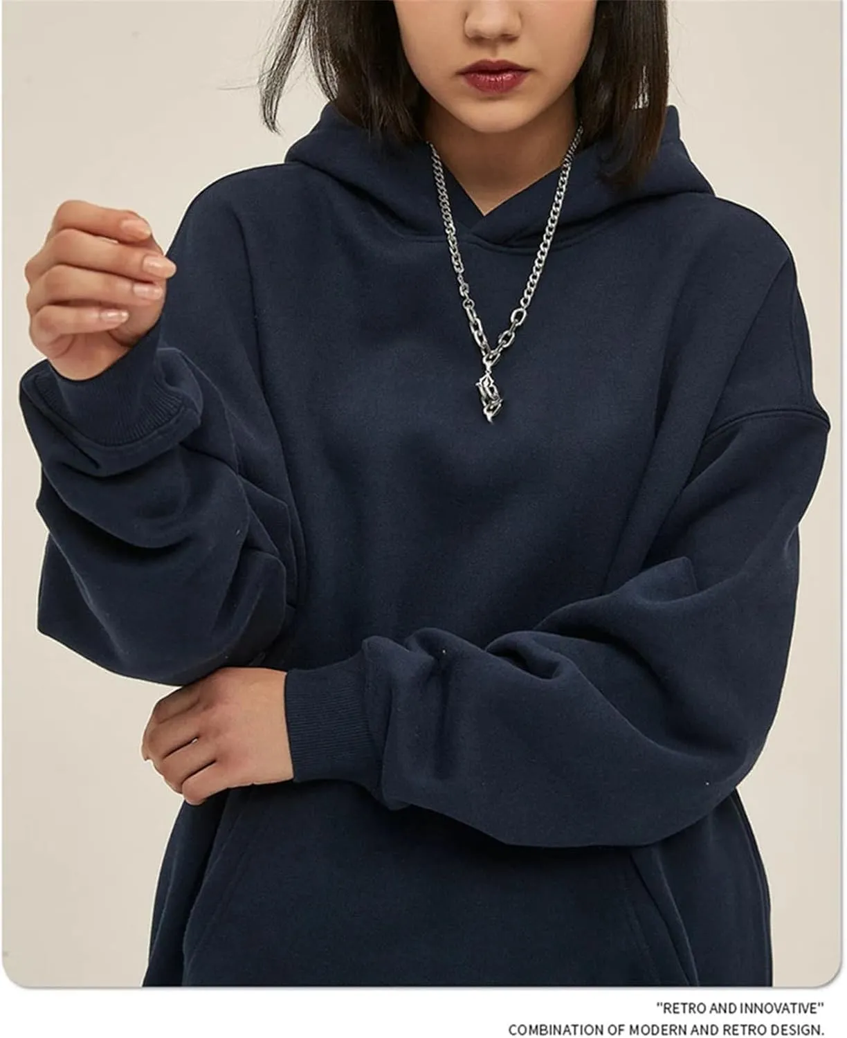 Womens Fall Winter Oversized Loose Basic Solid Hoodies Unisex Thick Sweatshirts Pullover Fleece Sweaters