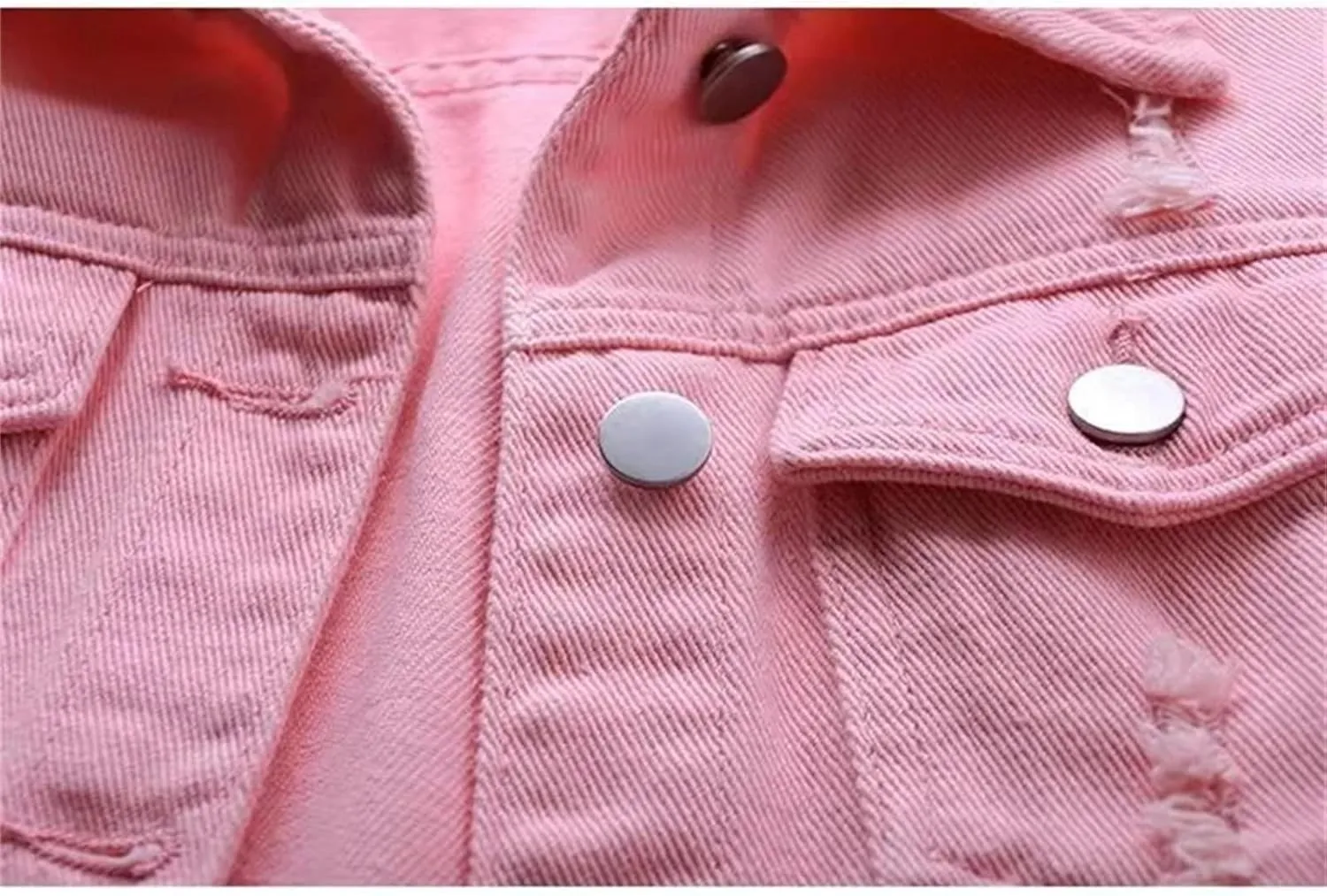 Women's Fashion Pink Denim Vests Jacket Classic Sleeveless Button Down Slim Fit Crop Jean Waistcoat Vest