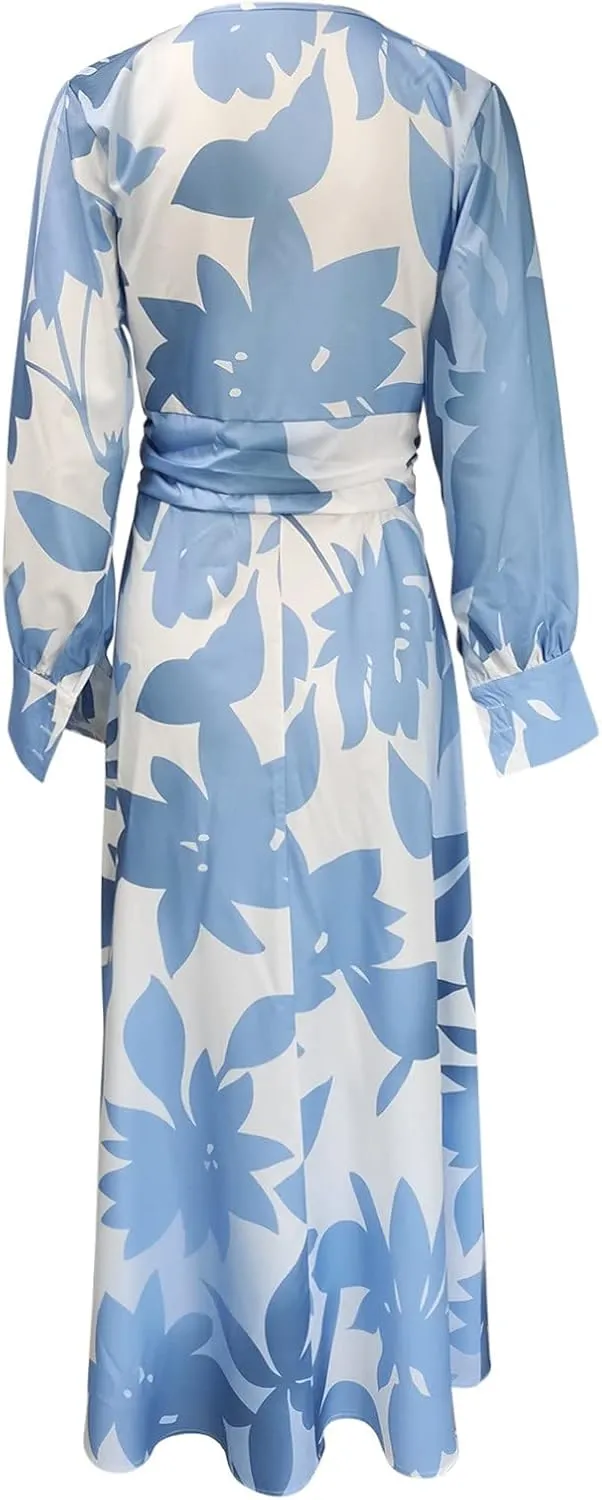 Women's Fashionable and Comfortable High Waist Temperament Printed V Neck Casual Dress Casual Skirts for Women
