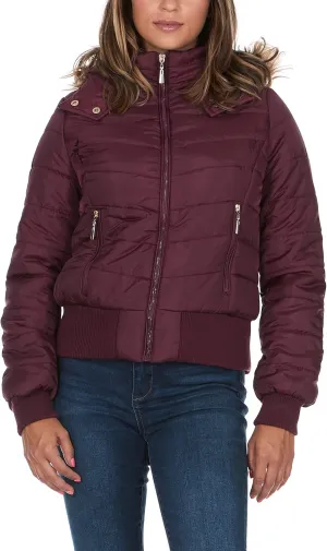 Womens Faux Fur Lined Hooded Puffer Down Jacket