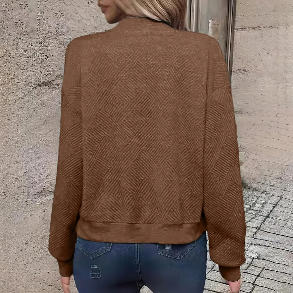 Womens Long Sleeve Zip Up Sweatshirts Jackets Full Zipper Lightweight Jacket Casual Loose Outwear Coat