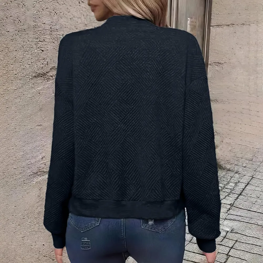 Womens Long Sleeve Zip Up Sweatshirts Jackets Full Zipper Lightweight Jacket Casual Loose Outwear Coat