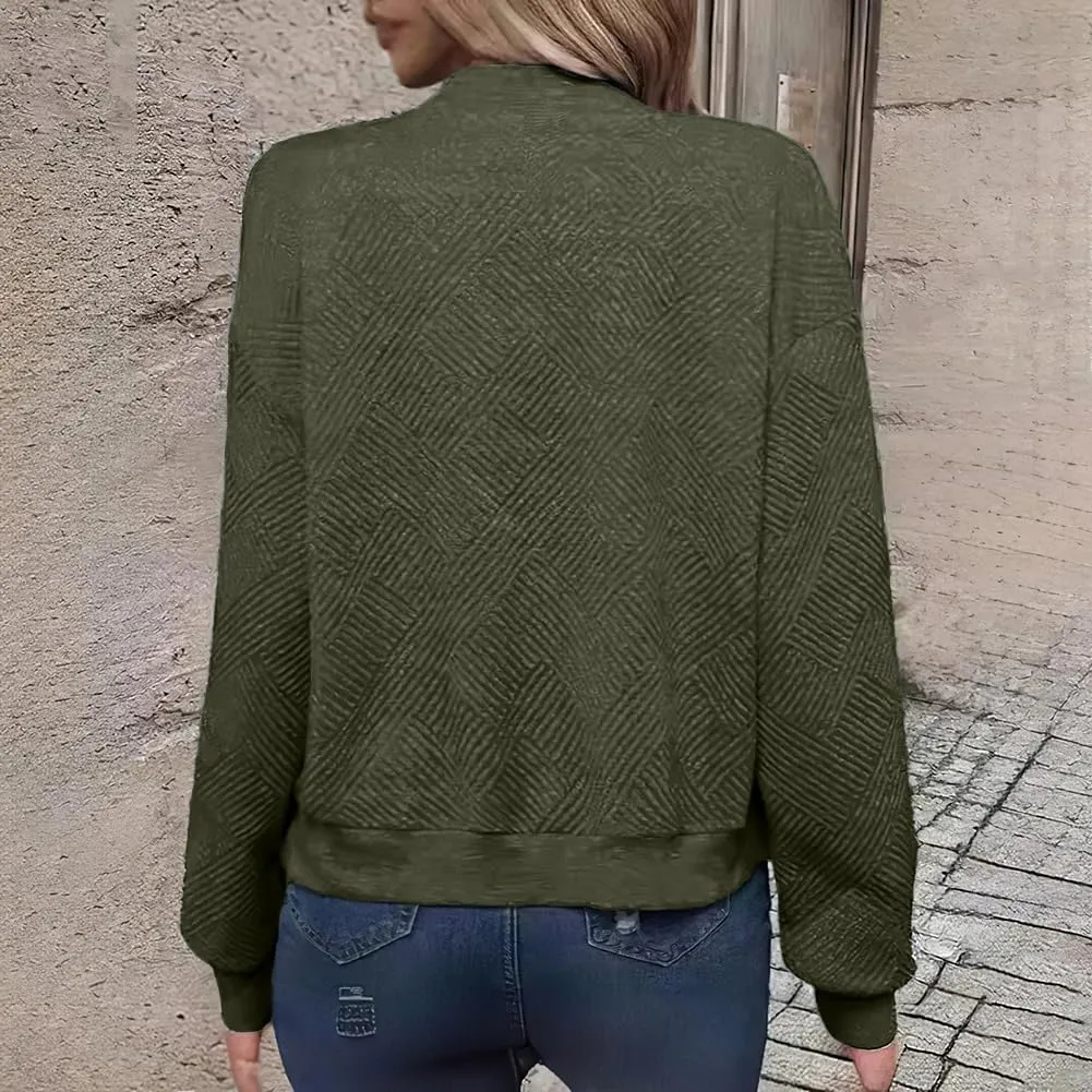 Womens Long Sleeve Zip Up Sweatshirts Jackets Full Zipper Lightweight Jacket Casual Loose Outwear Coat