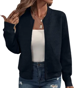 Womens Long Sleeve Zip Up Sweatshirts Jackets Full Zipper Lightweight Jacket Casual Loose Outwear Coat