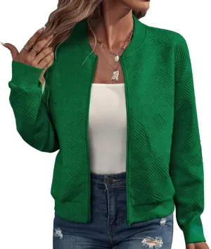 Womens Long Sleeve Zip Up Sweatshirts Jackets Full Zipper Lightweight Jacket Casual Loose Outwear Coat