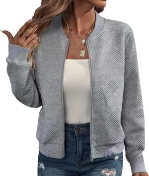 Womens Long Sleeve Zip Up Sweatshirts Jackets Full Zipper Lightweight Jacket Casual Loose Outwear Coat