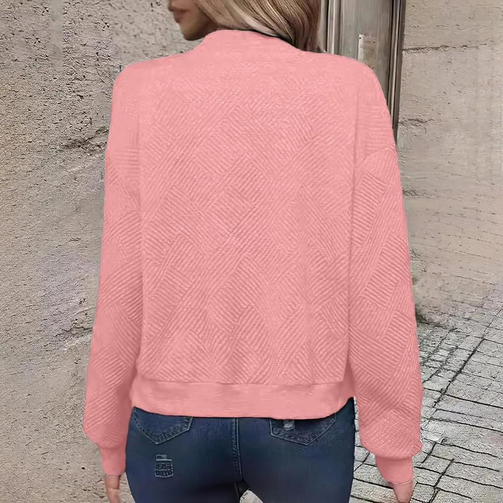 Womens Long Sleeve Zip Up Sweatshirts Jackets Full Zipper Lightweight Jacket Casual Loose Outwear Coat