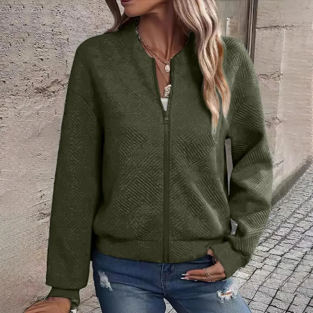 Womens Long Sleeve Zip Up Sweatshirts Jackets Full Zipper Lightweight Jacket Casual Loose Outwear Coat
