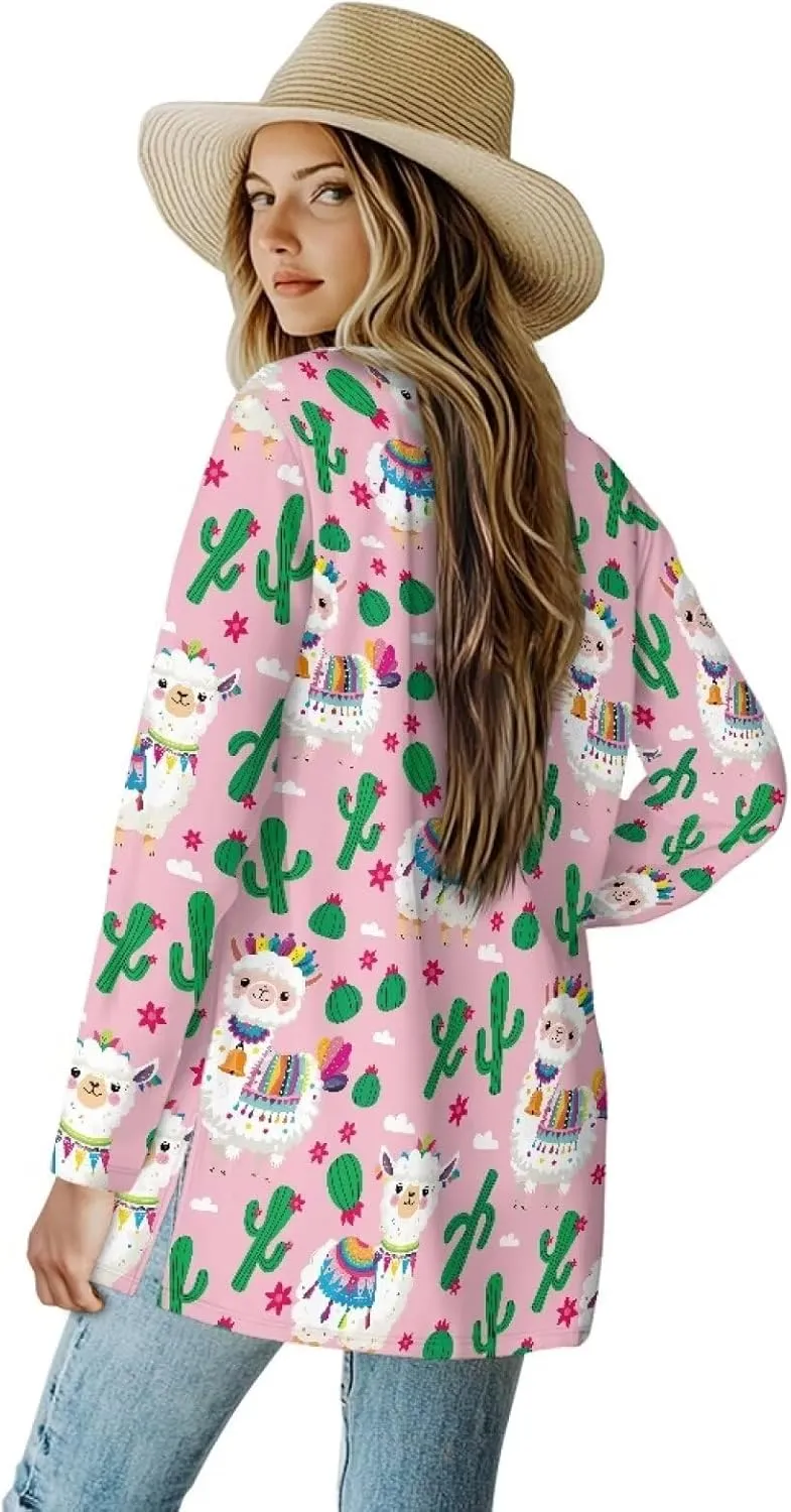 Womens Open Fron Cardigan Sweaters Long Sleeve Oversized Casual Tops Loose Lightweight Daily Coats with Pockets