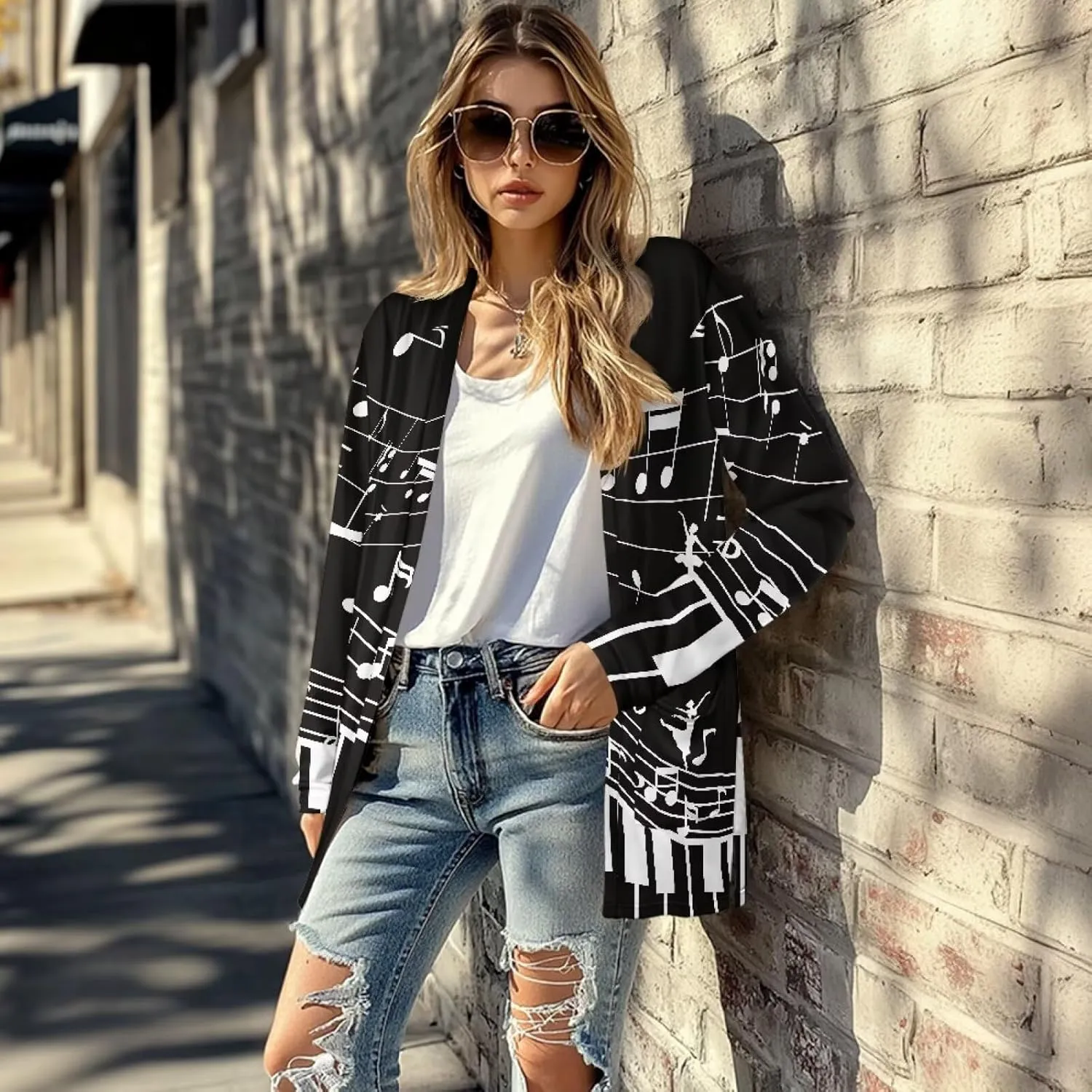 Womens Open Fron Cardigan Sweaters Long Sleeve Oversized Casual Tops Loose Lightweight Daily Coats with Pockets