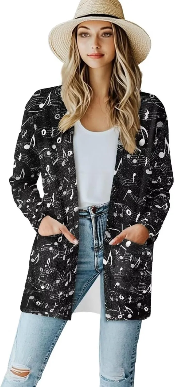 Womens Open Fron Cardigan Sweaters Long Sleeve Oversized Casual Tops Loose Lightweight Daily Coats with Pockets