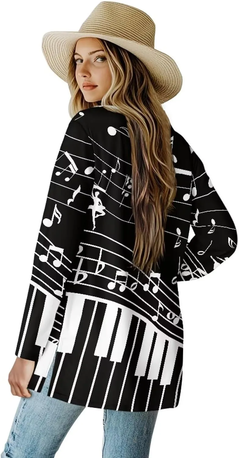 Womens Open Fron Cardigan Sweaters Long Sleeve Oversized Casual Tops Loose Lightweight Daily Coats with Pockets