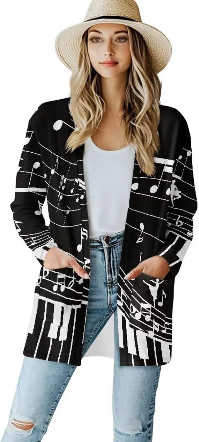 Womens Open Fron Cardigan Sweaters Long Sleeve Oversized Casual Tops Loose Lightweight Daily Coats with Pockets