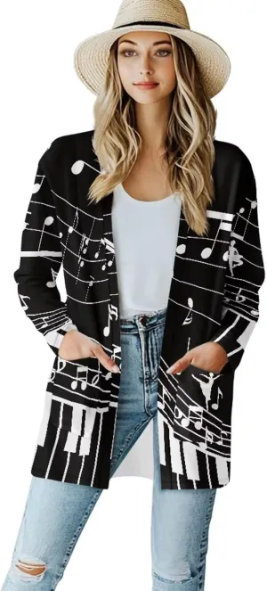 Womens Open Fron Cardigan Sweaters Long Sleeve Oversized Casual Tops Loose Lightweight Daily Coats with Pockets