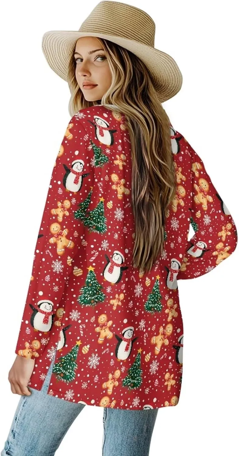 Womens Open Front Cardigan Long Sleeve Loose Sweater Lightweight Soft Cardigan Jackets