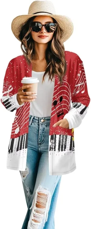 Womens Open Front Cardigan Long Sleeve Loose Sweater Lightweight Soft Cardigan Jackets