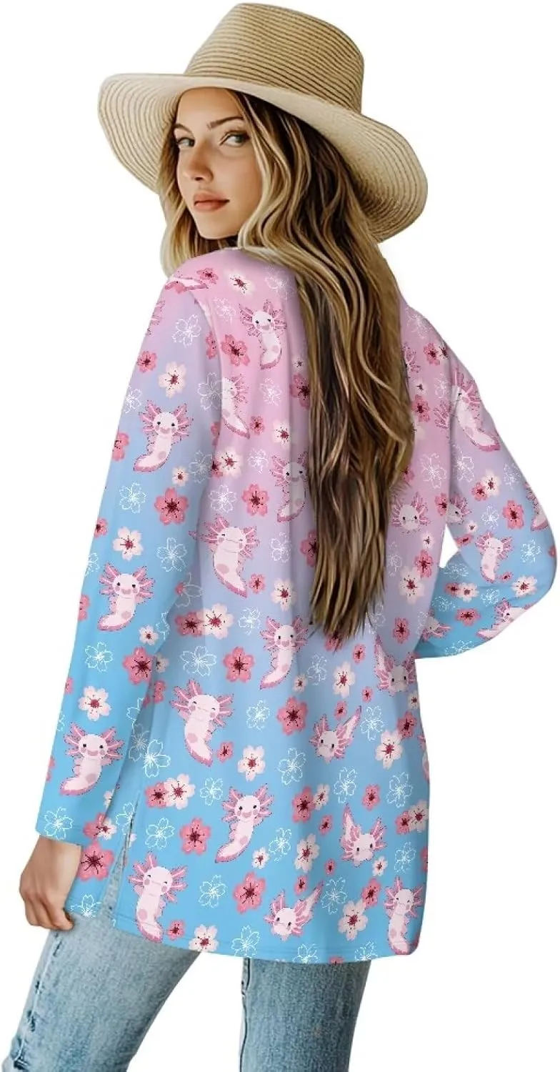 Womens Open Front Cardigan Long Sleeve Loose Sweater Lightweight Soft Cardigan Jackets
