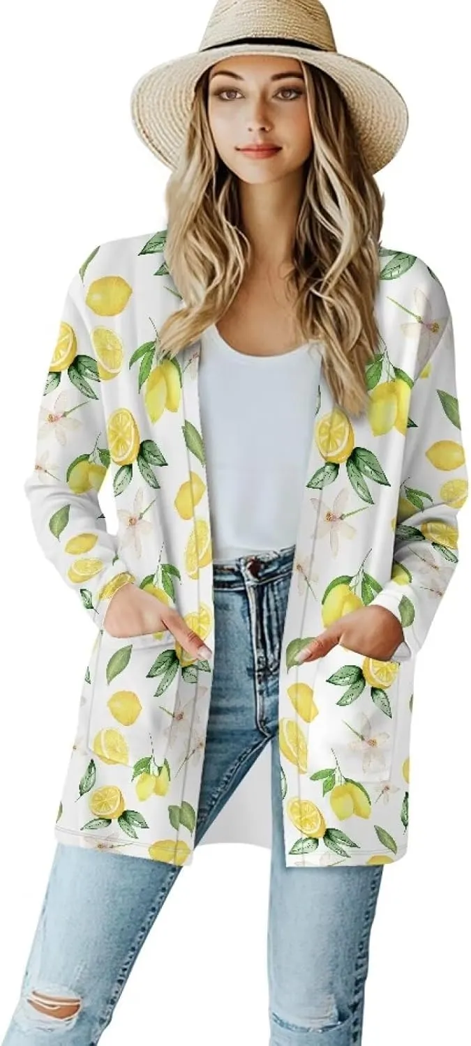 Womens Open Front Cardigan Long Sleeve Loose Sweater Lightweight Soft Cardigan Jackets