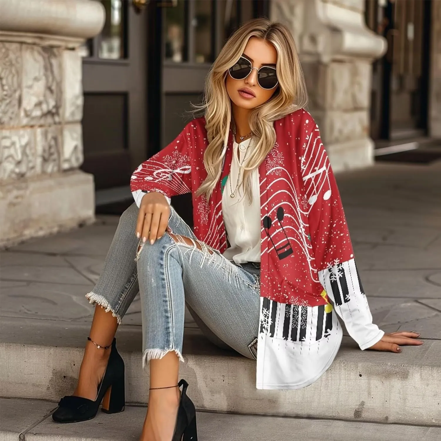 Womens Open Front Cardigan Long Sleeve Loose Sweater Lightweight Soft Cardigan Jackets