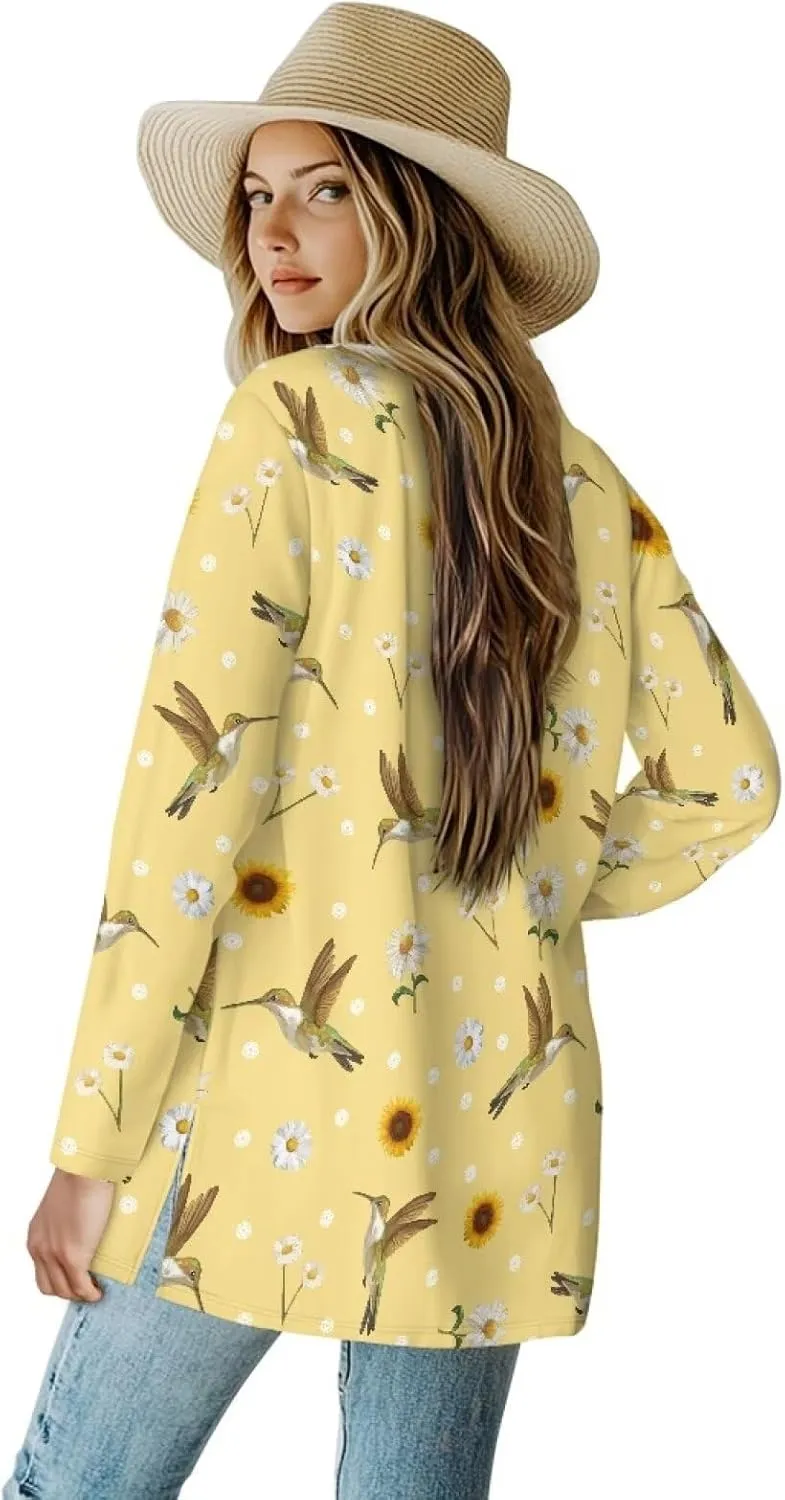 Womens Open Front Cardigan Long Sleeve Loose Sweater Lightweight Soft Cardigan Jackets