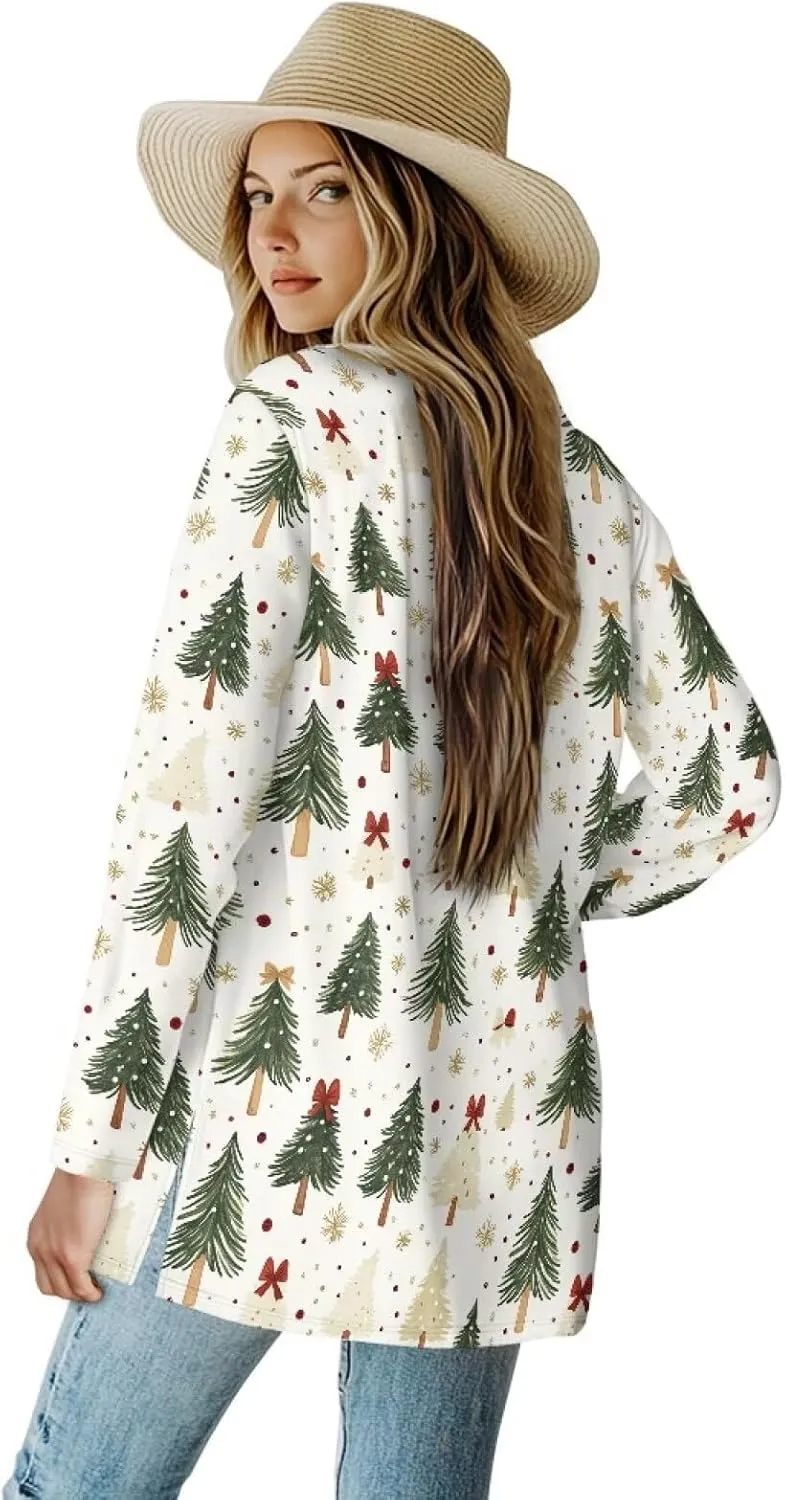 Womens Open Front Cardigan Long Sleeve Loose Sweater Lightweight Soft Cardigan Jackets