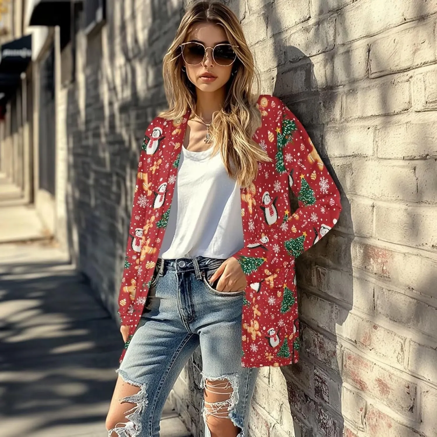 Womens Open Front Cardigan Long Sleeve Loose Sweater Lightweight Soft Cardigan Jackets