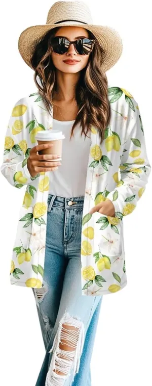 Womens Open Front Cardigan Long Sleeve Loose Sweater Lightweight Soft Cardigan Jackets
