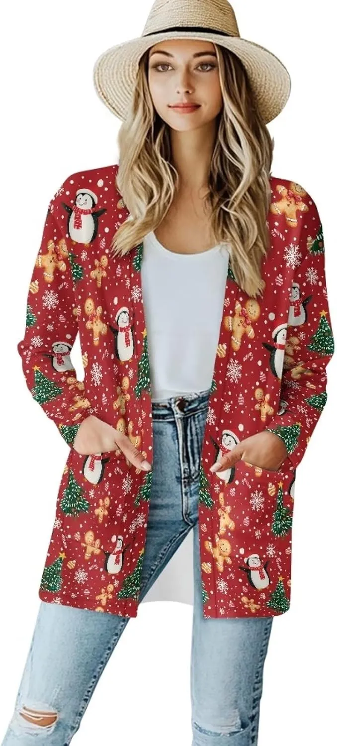 Womens Open Front Cardigan Long Sleeve Loose Sweater Lightweight Soft Cardigan Jackets