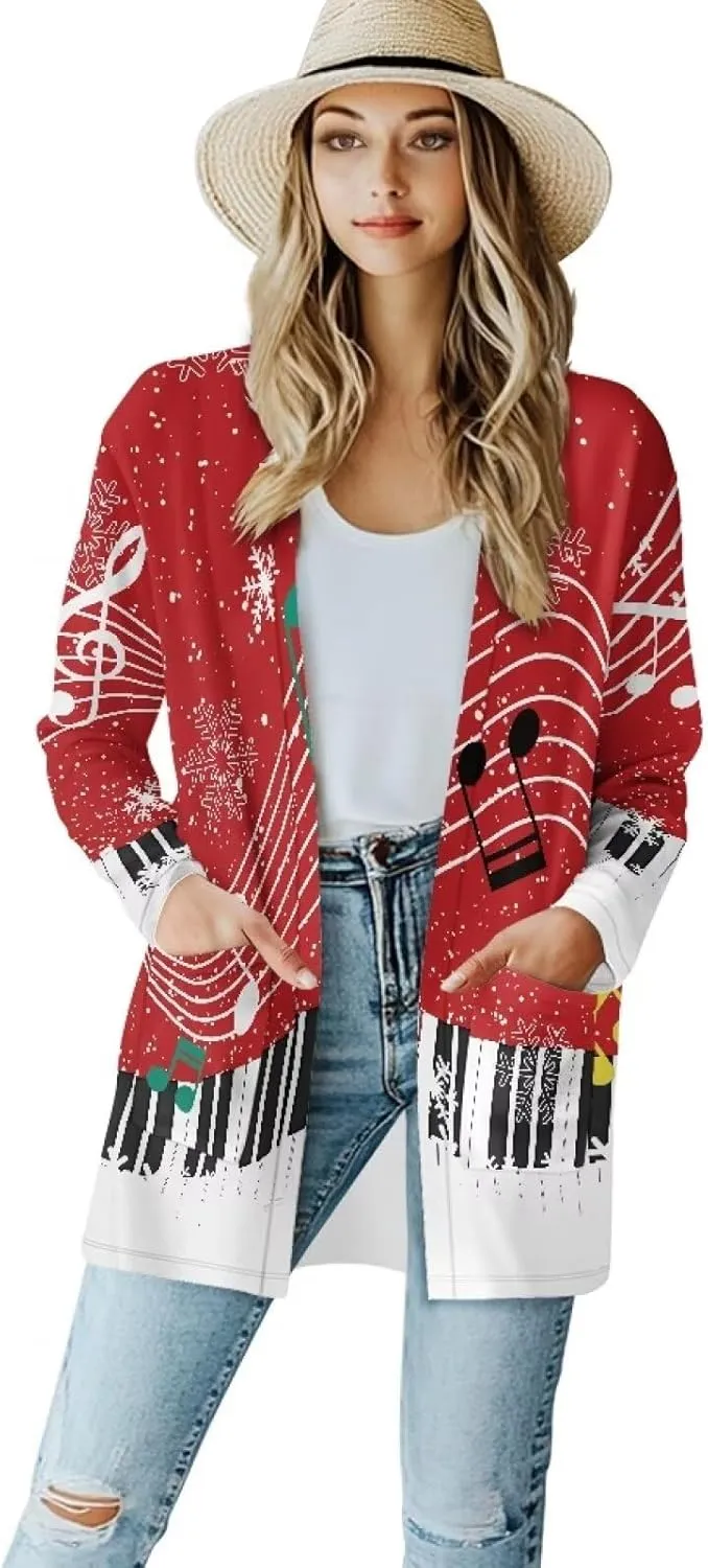 Womens Open Front Cardigan Long Sleeve Loose Sweater Lightweight Soft Cardigan Jackets