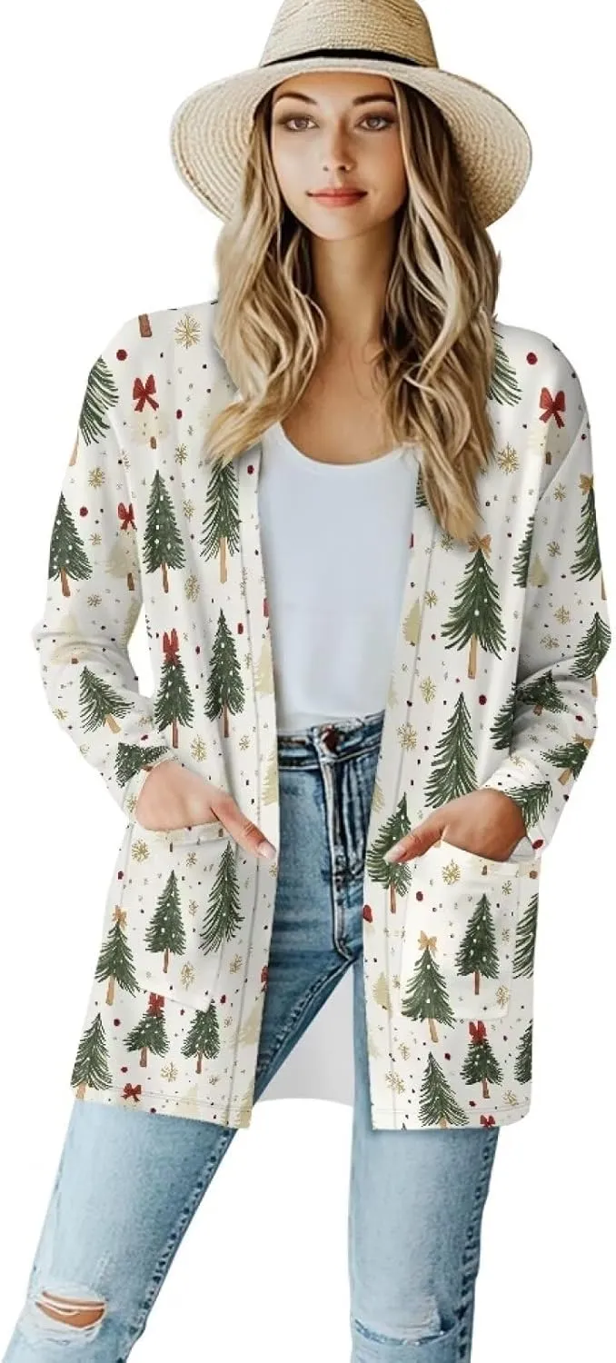 Womens Open Front Cardigan Long Sleeve Loose Sweater Lightweight Soft Cardigan Jackets