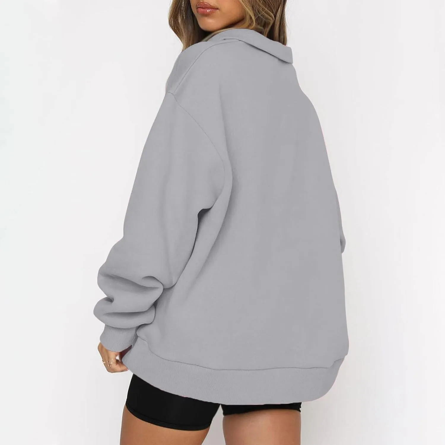 Women's Oversized Half Zip Fleece Sweatshirts Quarter Zip Pullover Top Fall 2024 Outfits Trendy Teens Preppy Clothes