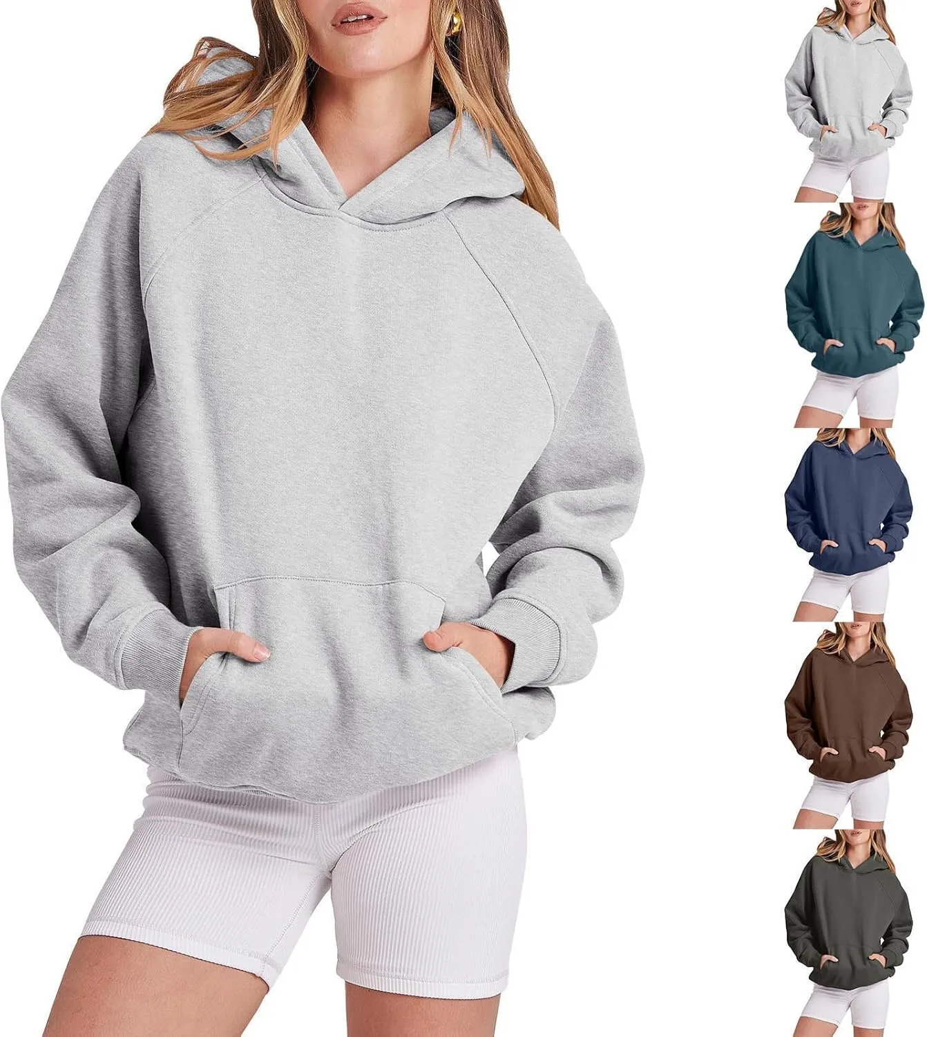 Womens Oversized Hoodies Fleece Sweatshirts Long Sleeve Sweaters Pullover Fall Outfits Winter Clothes