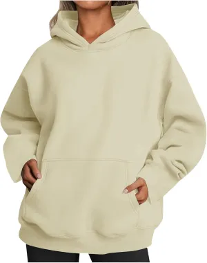 Women's Oversized Hoodies,Casual Crew Neck Long Sleeve Fleece Sweatshirts Pullover Sweaters Teen Girls Cute Tops
