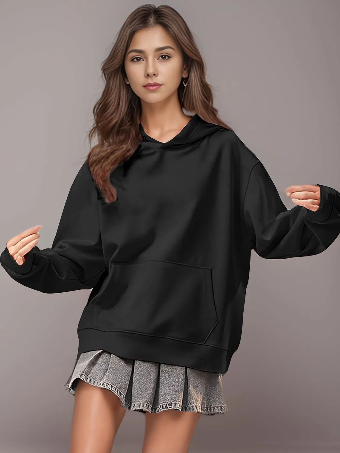 Womens Oversized Sweatshirts Fleece Hoodies Long Sleeve Shirts Pullover Fall Outfits 2024 with Pocket