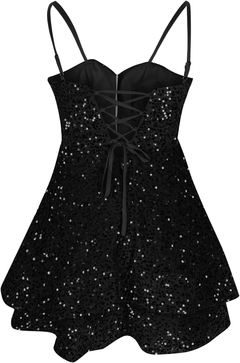 Womens Sequin Homecoming Dresses Spaghetti Straps A Line Short Sequin Dress 2025 Summer Sparkly Cocktail Party Dress