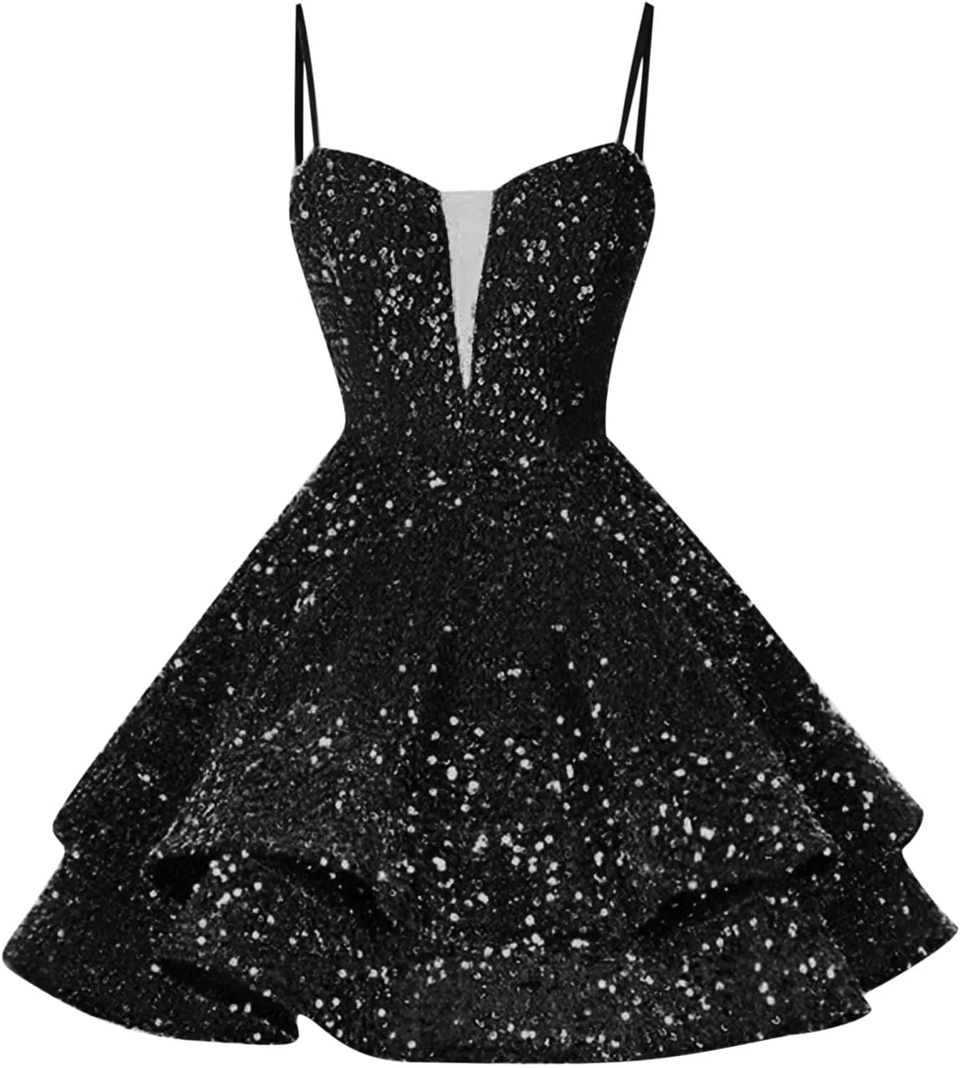 Womens Sequin Homecoming Dresses Spaghetti Straps A Line Short Sequin Dress 2025 Summer Sparkly Cocktail Party Dress