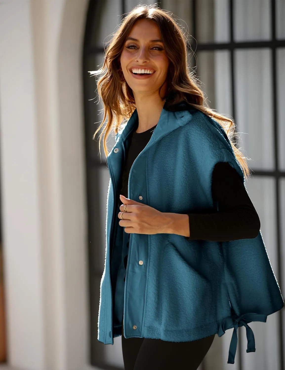 Womens Sherpa Fleece Vest Oversized Sleeveless Jacket Casual Outerwear Gilet with Pockets