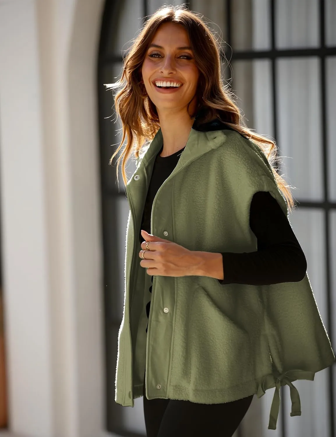 Womens Sherpa Fleece Vest Oversized Sleeveless Jacket Casual Outerwear Gilet with Pockets