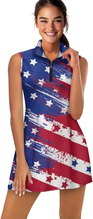 Womens Sleeveless Tennis Golf Dress Soft Fabric Summer Casual Loose Athletic Workout with Inner Shorts