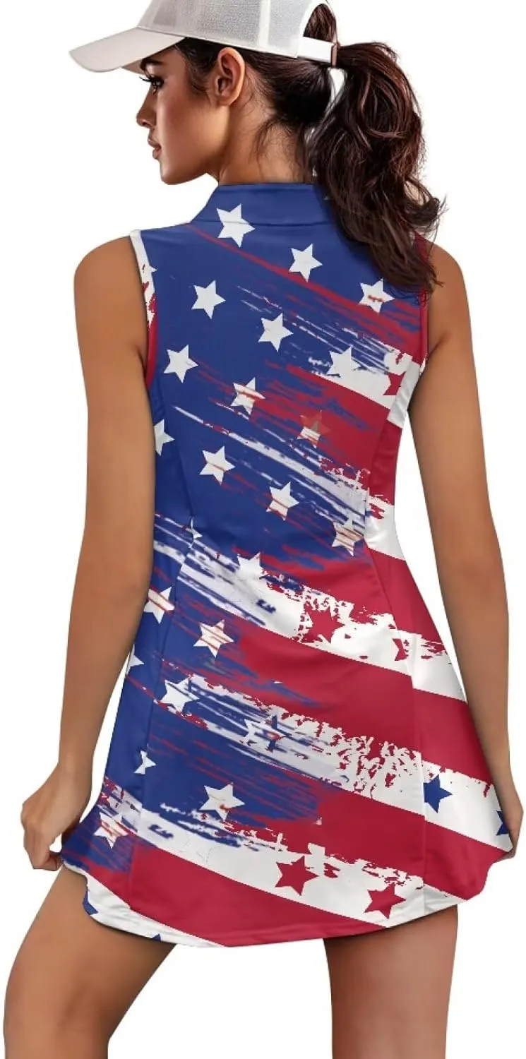 Womens Sleeveless Tennis Golf Dress Soft Fabric Summer Casual Loose Athletic Workout with Inner Shorts