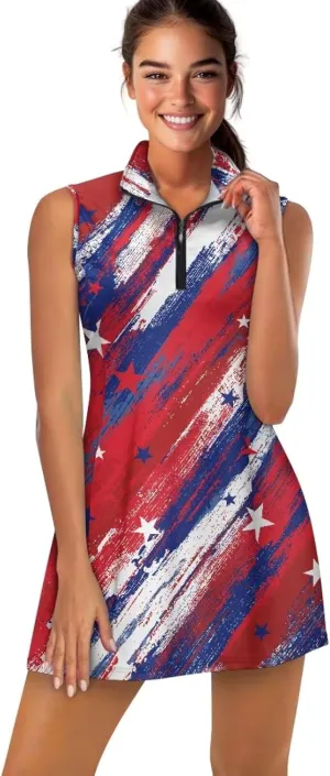 Womens Sleeveless Tennis Golf Dress Soft Fabric Summer Casual Loose Athletic Workout with Inner Shorts