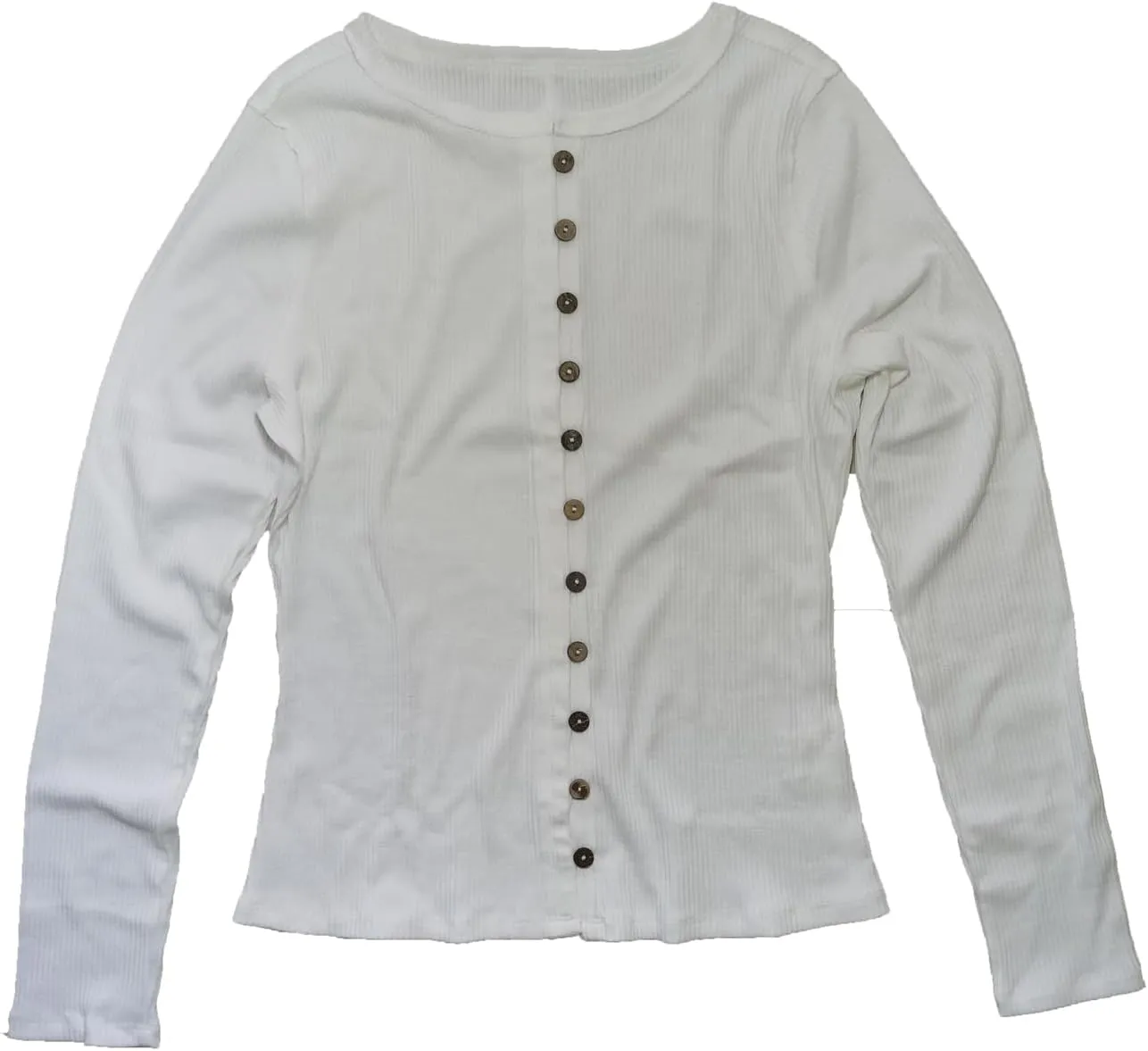 Womens Slim Fitted Cardigan Long Sleeve Ribbed Knit Button Down Shirts