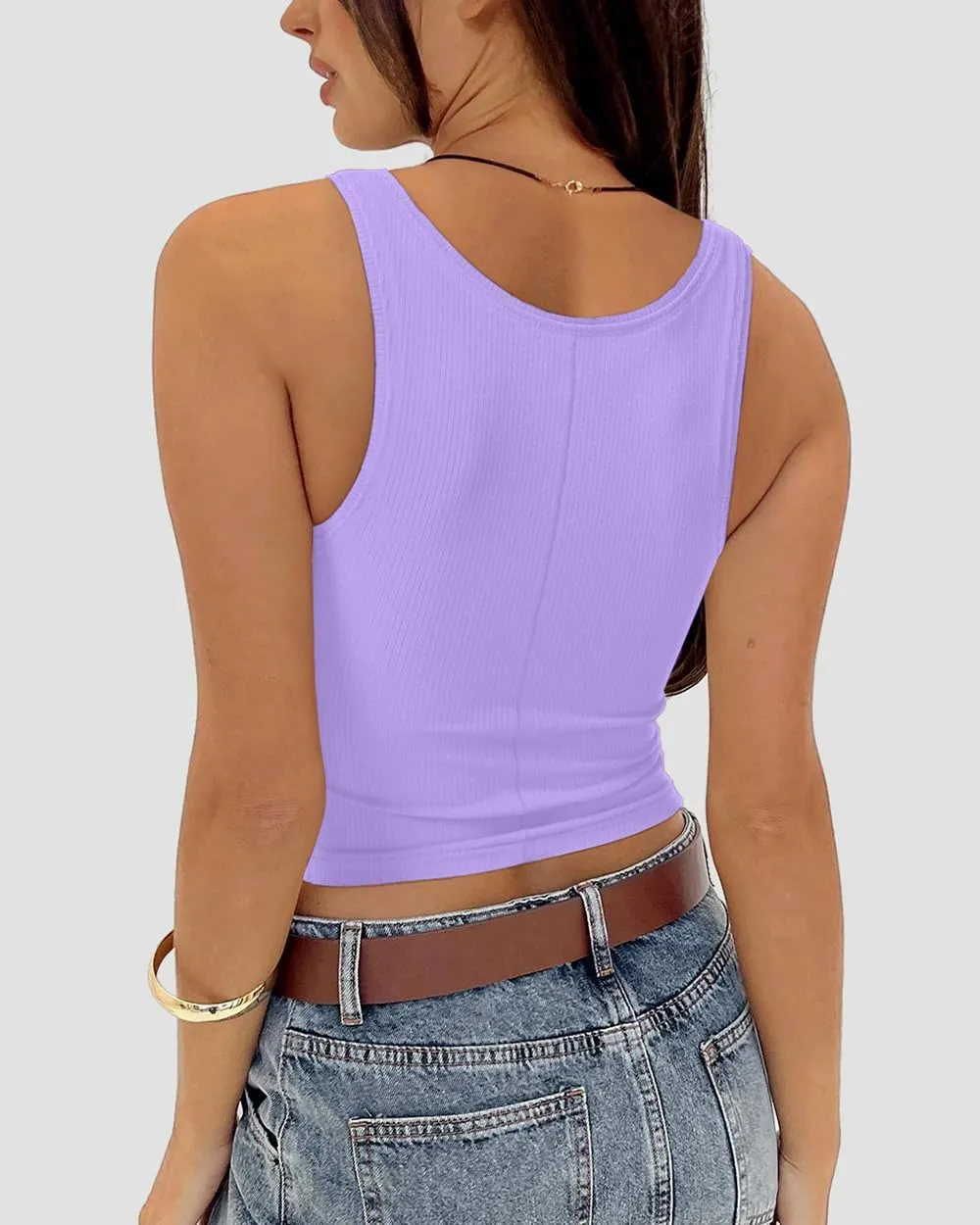 Women's Square Neck Tank Tops Sleeveless Ribbed Going Out Casual Basic Crop Top Shirts
