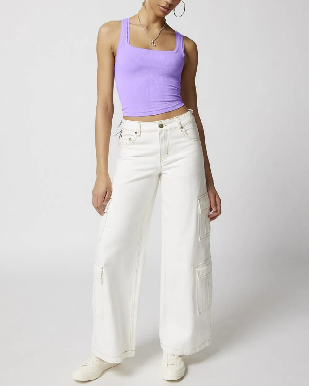 Women's Square Neck Tank Tops Sleeveless Ribbed Going Out Casual Basic Crop Top Shirts