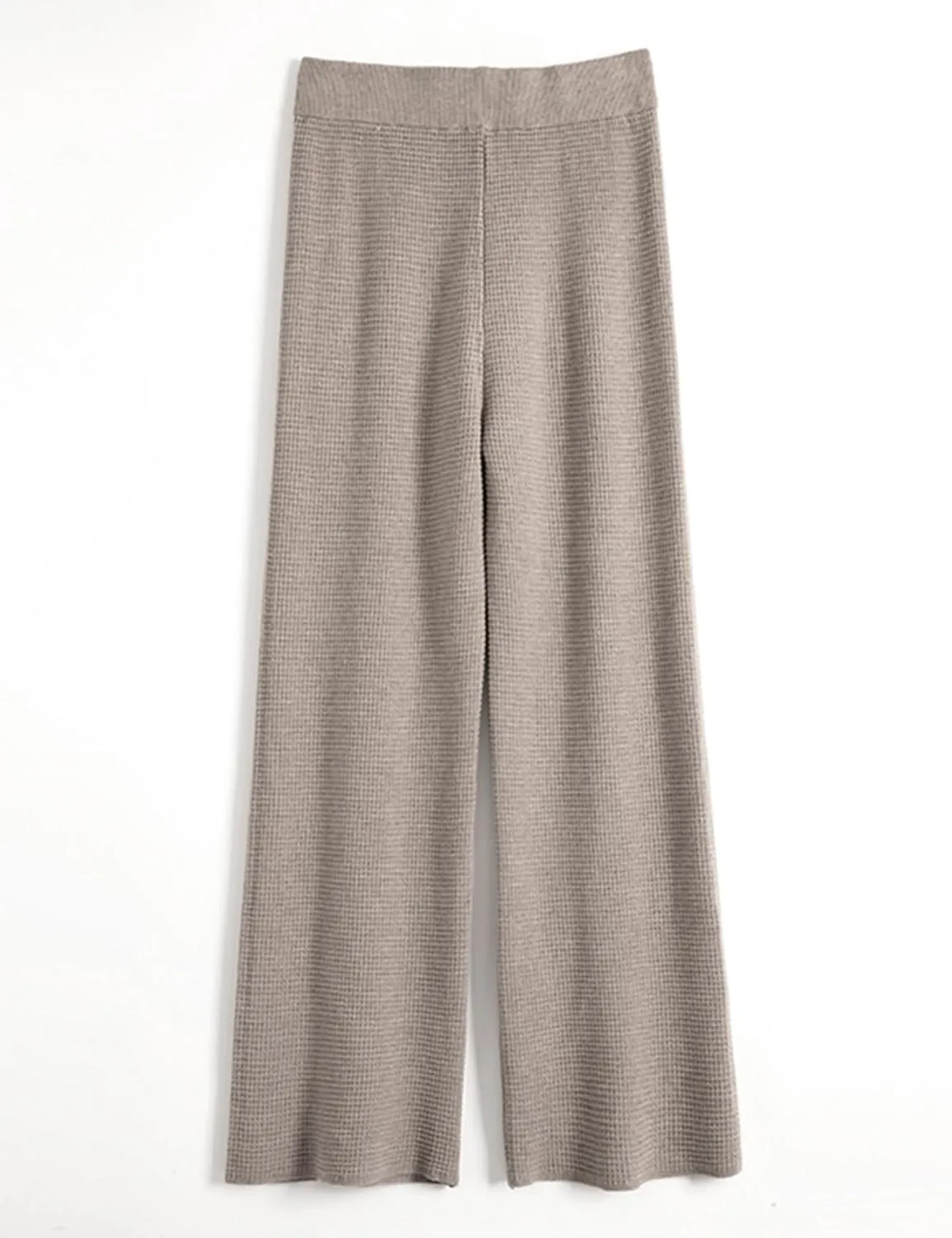Womens Waffle Knit Lounge Wide Leg Pants High Elastic Waist Flowy Sweater Pants with Drawstring