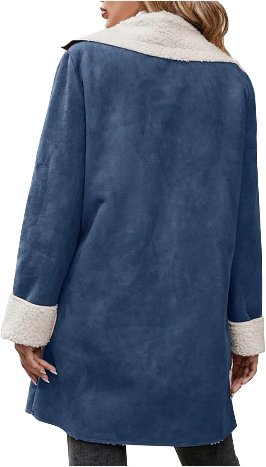 Womens Winter Coats Fleece Fuzzy Sherpa Lined Jackets Notch Lapel Pea Trench Coats Warm Overcoat Fashion Fall Outfits